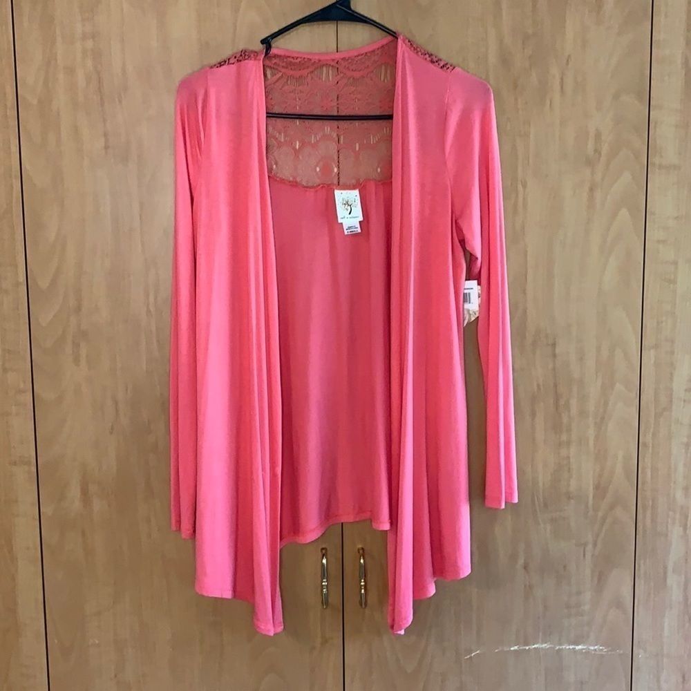 Self Esteem Pink lace back cardigan NWTs X-small